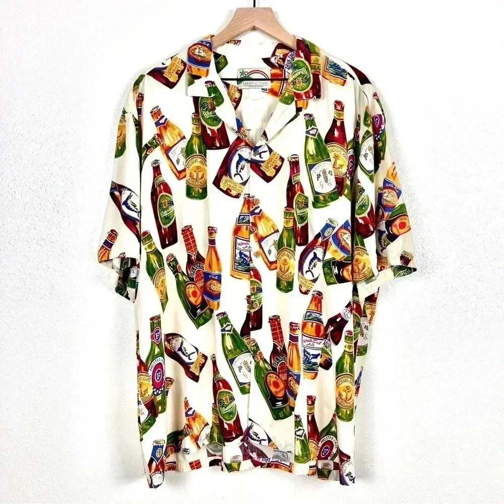 Paradise Found Men’s Beer Bottles Button Up